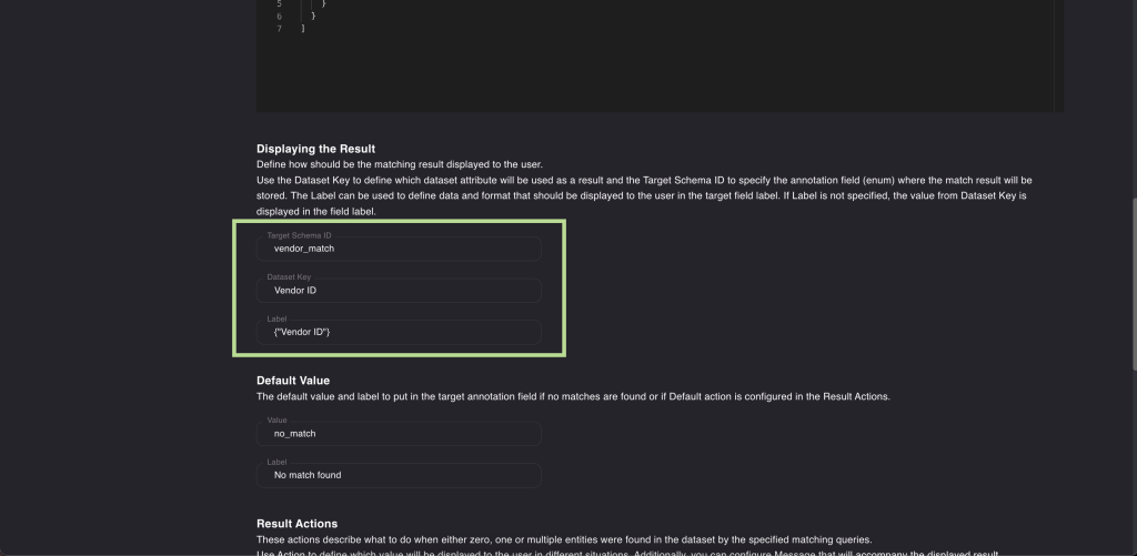 Master Data Hub: displaying results